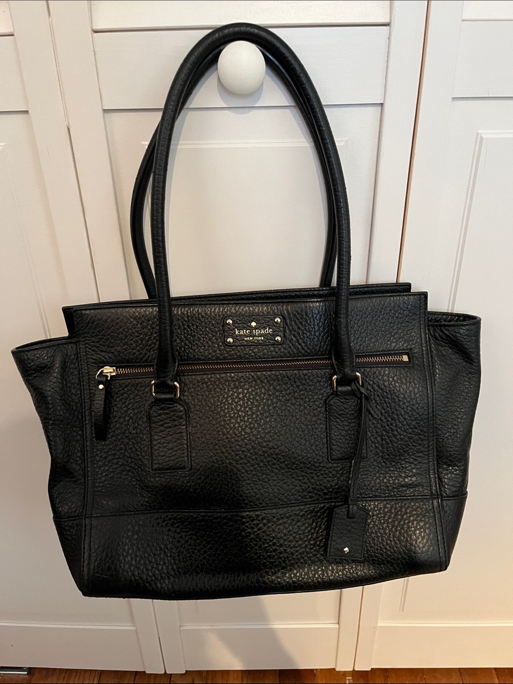 kate spade Black Pebbled Leather Shoulder Bag with Gold Hardware